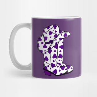 PURPLE Cow Spots Cowboy Hat And Boots Mug